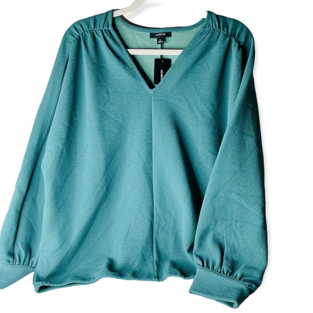 Alfa I Elements Mallard Green V Neck Blouse Size XLarge